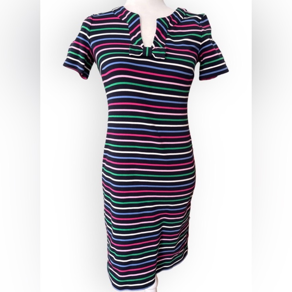 Talbots Cotton Striped Knit Dress Size XS Modern Preppy Nautical Classic